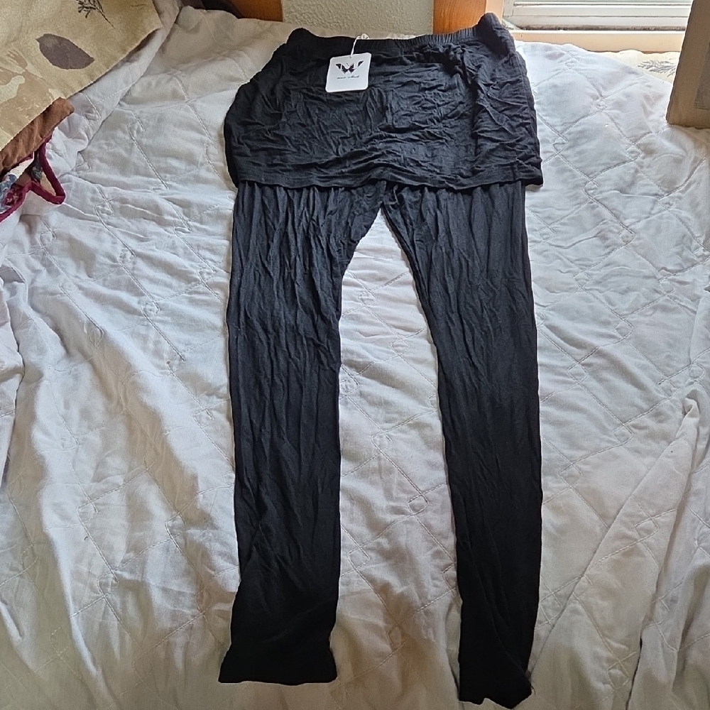 White Mark Black Skirted Leggings. Medium